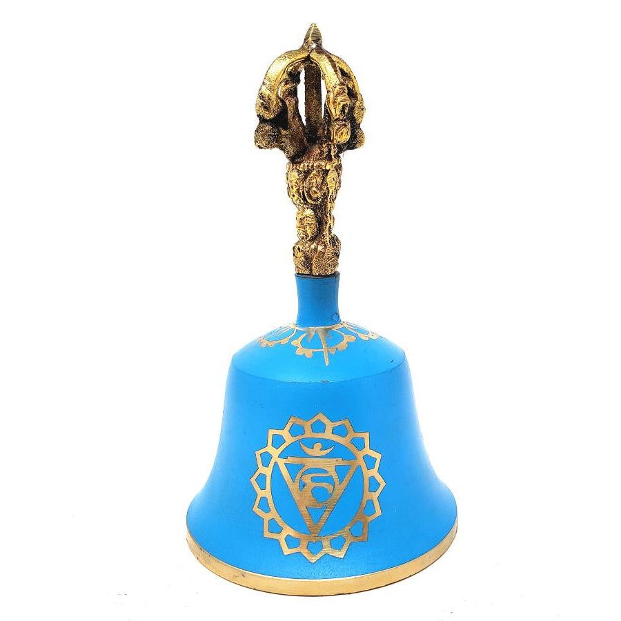 5.5&quot; Sea Blue Throat Tibetan Hand Bell (Note &quot;A&quot;), SKU 91041-S, UPC 700317303305