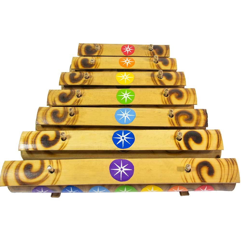 15.5&quot; Bamboo Xylophone with Hand Painted Chakras, SKU KH-31287, UPC 700317389620