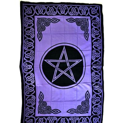 72&quot; x 108&quot; Pentacle Purple &amp; Black Tapestry, SKU X057-CPS-WP, UPC 700317380023