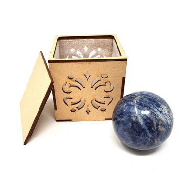 40-55 mm Gemstone Sphere with Box - Sodalite, SKU Sphere-05, UPC 700317311393