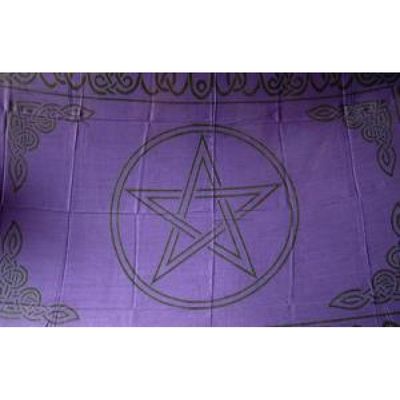 44&quot; x 72&quot; Pentacle Black on Purple Tapestry, SKU SC78-PP, UPC 700317379850