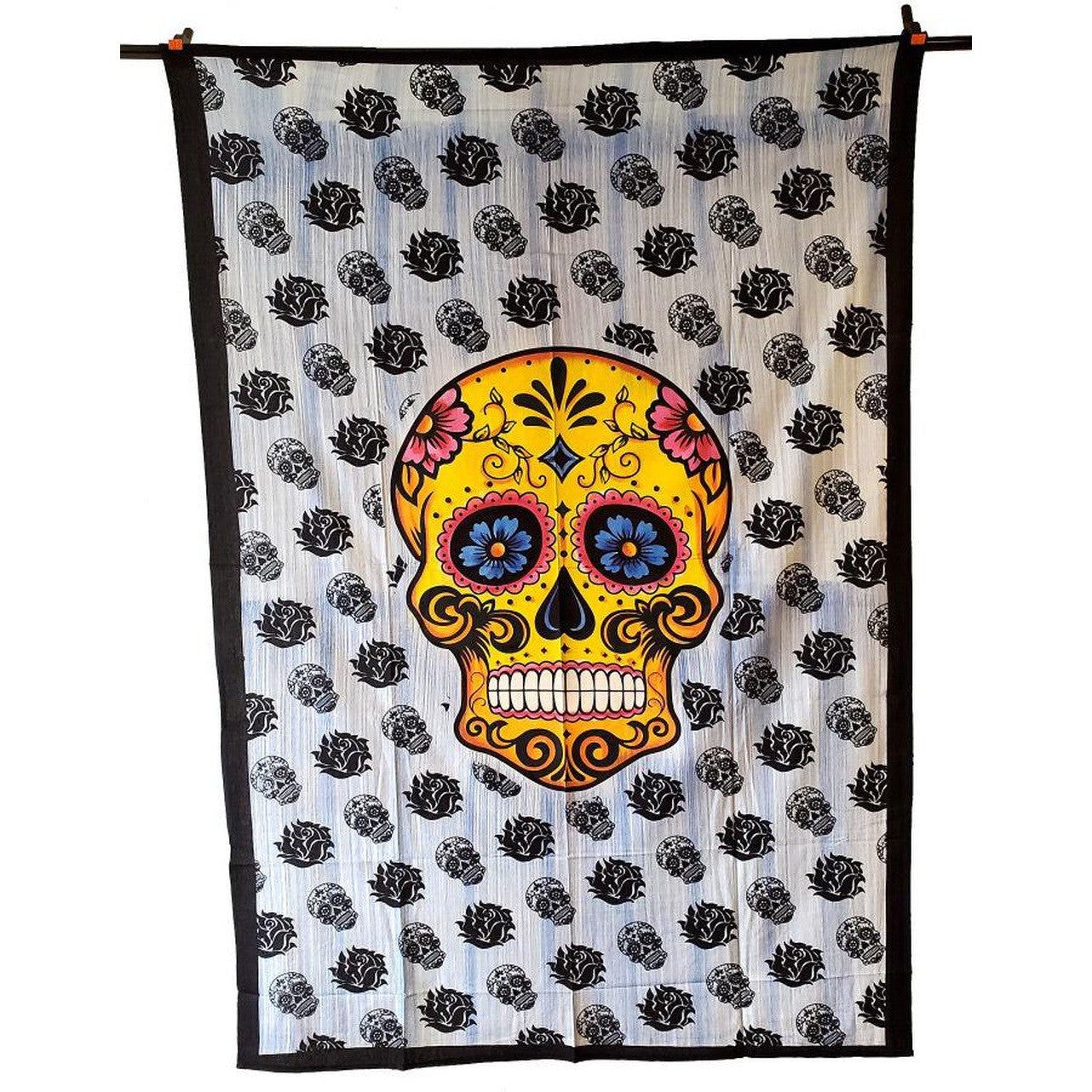 54&quot; x 86&quot; Sugar Skull Tapestry, SKU X219-TST-Skull, UPC 700317380108