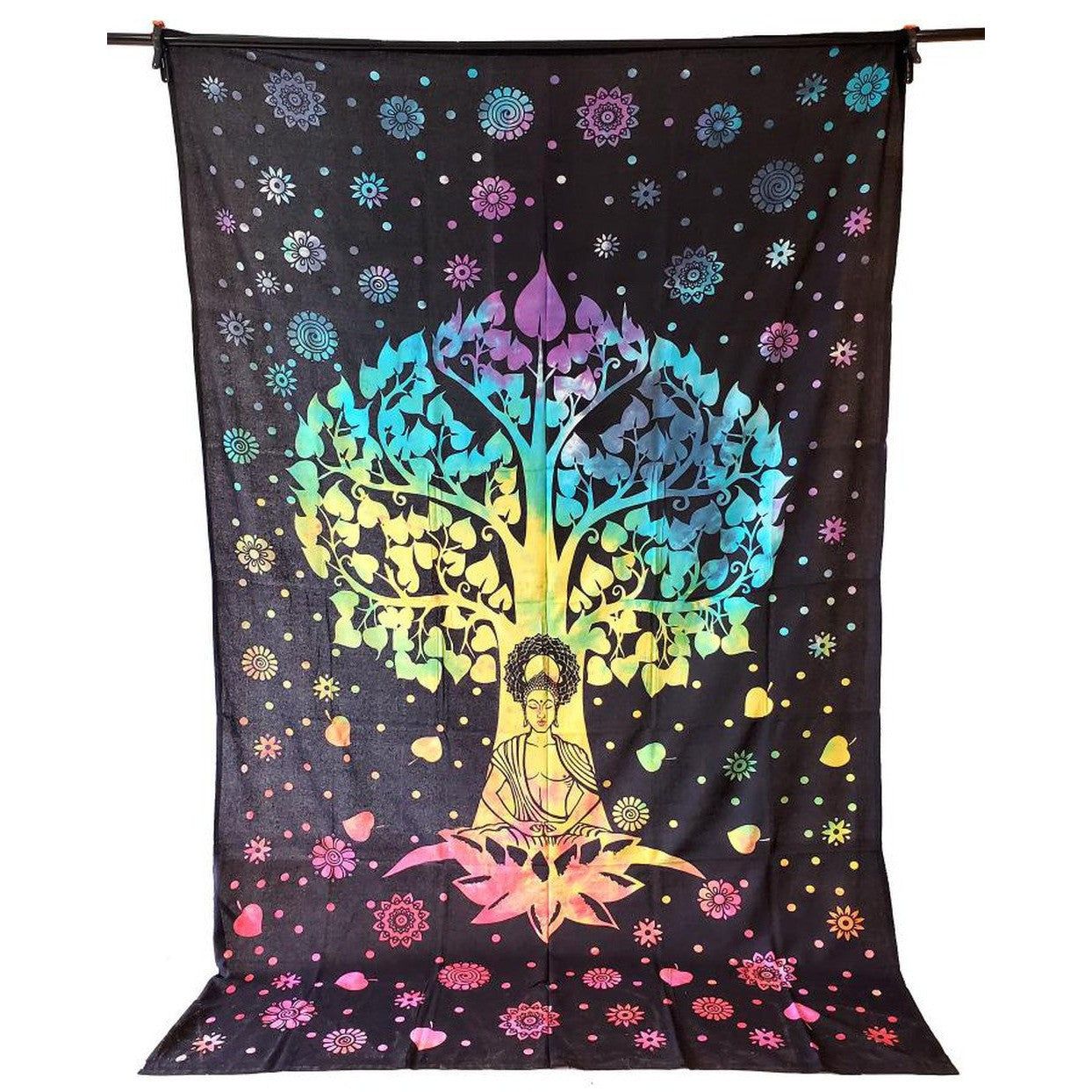 72&quot; x 108&quot; Buddha Tree Tie Dye Tapestry, SKU CPS-Buddha-Tree, UPC 700317308805
