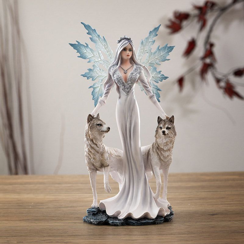 9.45&quot; Snow Queen with Wolves Statue, SKU PG-15770, UPC 700317370093