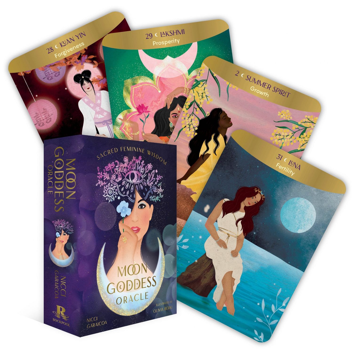 Moon Goddess Oracle by Nicci Garaicoa, Olivia Burki, SKU RP-124, UPC 700317353874