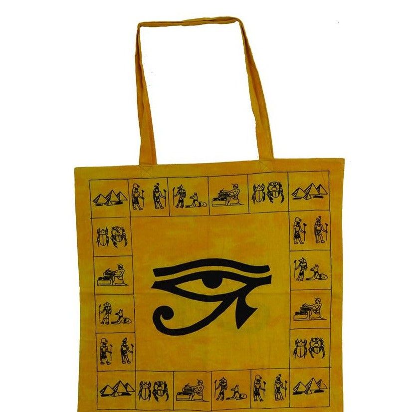 18&quot; x 18&quot; Egyptian Eye of Horus Gold &amp; Black Tote Bag, SKU Z010-SC74-Eye, UPC 700317380412