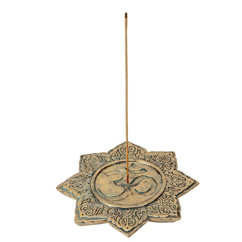 Gold Om Stick Incense Burner Holder, SKU PG-15421, UPC 700317310815