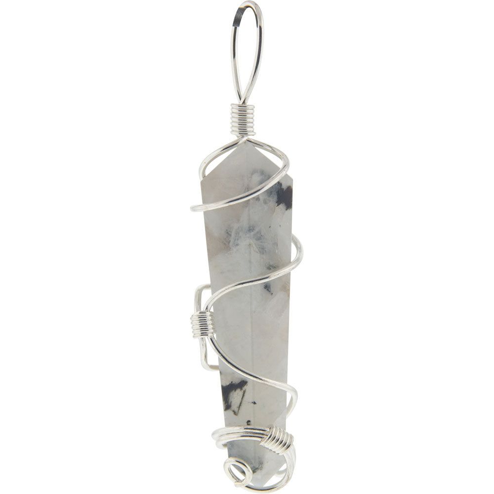 2&quot; Wire Wrapped Point Pendant - Rainbow Moonstone (Assorted Design), SKU KH-99454, UPC 700317357247