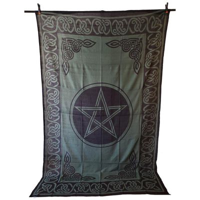 72&quot; x 108&quot; Pentagram Green Black Tapestry, SKU CPS-PG, UPC 700317308911