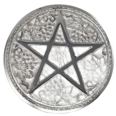 6&quot; Silver Plated Solid Brass Pentagram Altar Tile, SKU 546D, UPC 700317307433