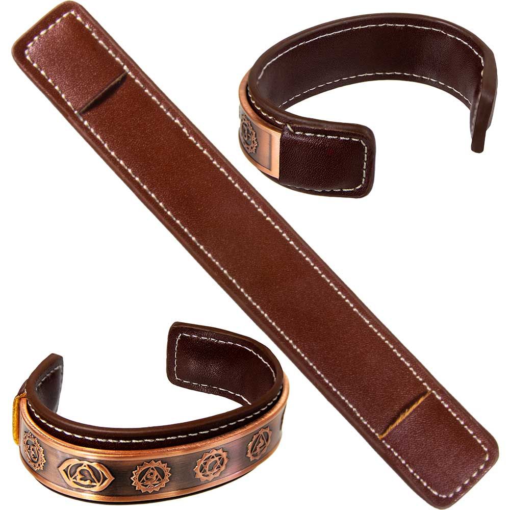 Vegan Leather Sleeve for Copper Cuff Bracelet - Brown, SKU KH-95362, UPC 700317374022