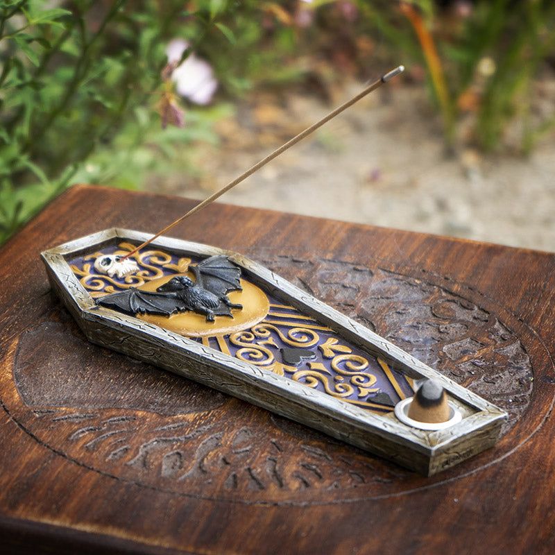 Bat Coffin Cone / Stick Incense Burner Holder, SKU PG-15406, UPC 700317310655