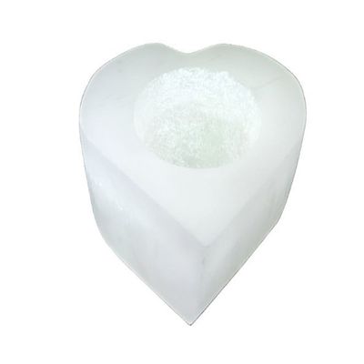 3&quot; Selenite Heart Tealight Candle Holder, SKU A01-SELCH-H-1, UPC 700317382928