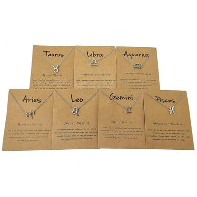 18&quot; Zodiac Horoscope Constellation Silver Plated Necklace, SKU Charm-02-4, UPC 700317305064