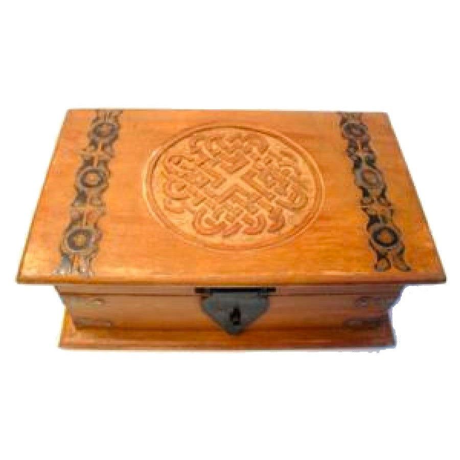 10&quot; x 6&quot; Carved Wood Box - Celtic Knots of Love, SKU A01-335L, UPC 700317314332