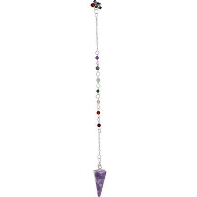 Hexagonal Pendulum - Lepidolite with Chakra Chain, SKU KH-61414, UPC 700317312161