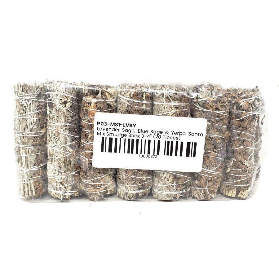 4&quot; Lavender, Blue Sage &amp; Yerba Santa Smudge Stick, SKU P03-MS1-LVBY-1, UPC 700317378433