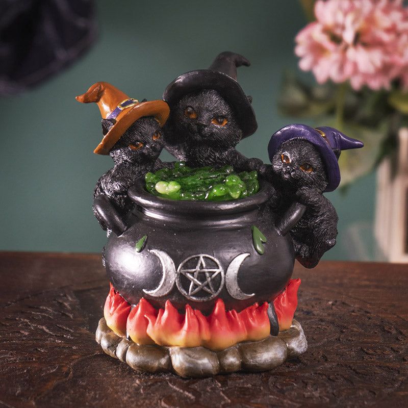 Wiccan Kittens with Cauldron Statue, SKU PG-15414, UPC 700317310730