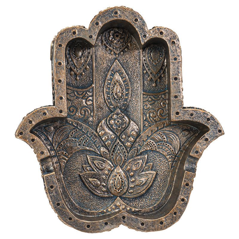 5.3&quot; Hamsa Hand Tray, SKU PG-14302, UPC 700317392835