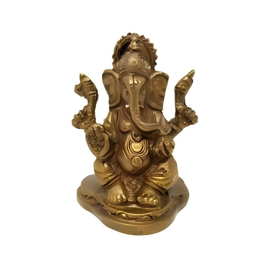 2.5&quot; Ganesh Solid Brass Statue, SKU G08-039-AG2, UPC 700317384311