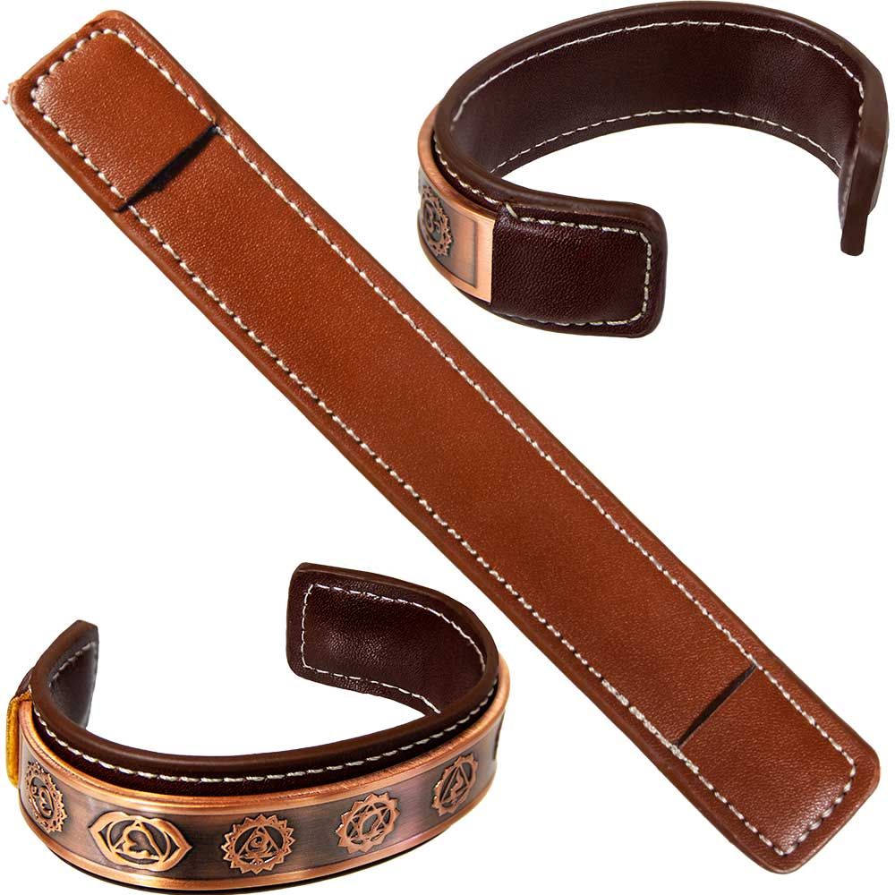 Vegan Leather Sleeve for Copper Cuff Bracelet - Light Brown, SKU KH-95363, UPC 700317374015