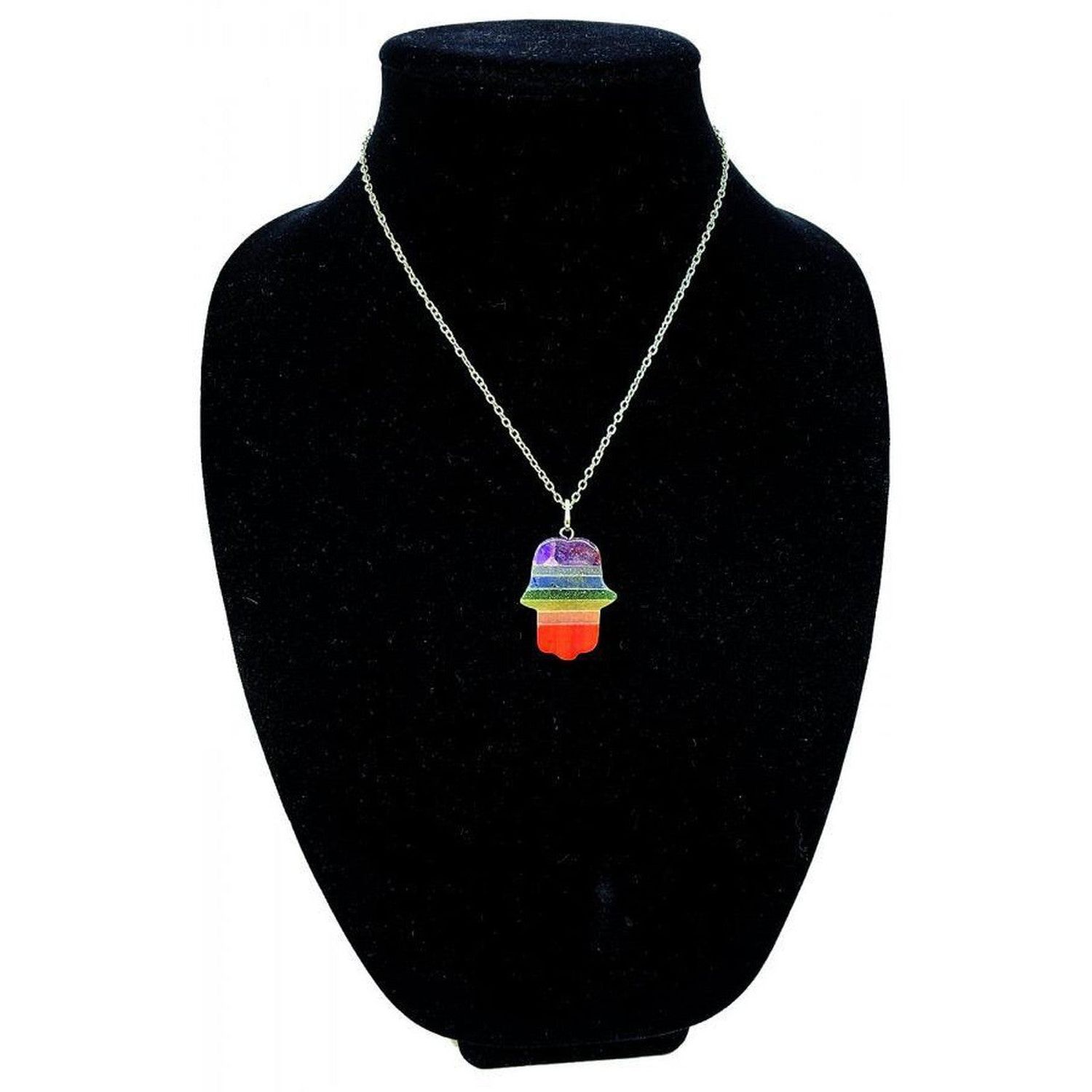 Chakra Bonded Gemstone Hamsa Pendant, SKU QQ207U-P197, UPC 700317384038