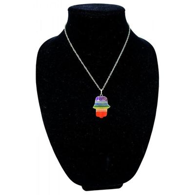 Chakra Bonded Gemstone Hamsa Pendant, SKU QQ207U-P197, UPC 700317384038