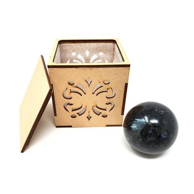 40-55 mm Gemstone Sphere with Box - Larvikite, SKU Sphere-18, UPC 700317311317