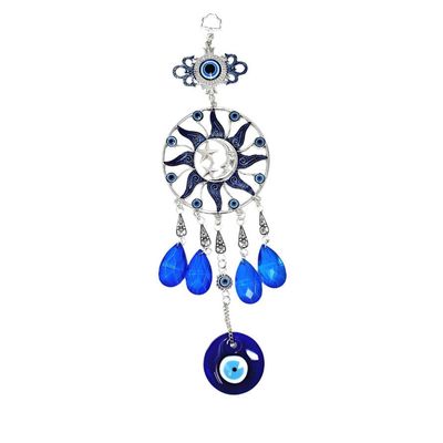 12.5&quot; Evil Eye Talisman - Sun, Moon, Star with Evil Eye, SKU QQ079-TKE-15, UPC 700317384694