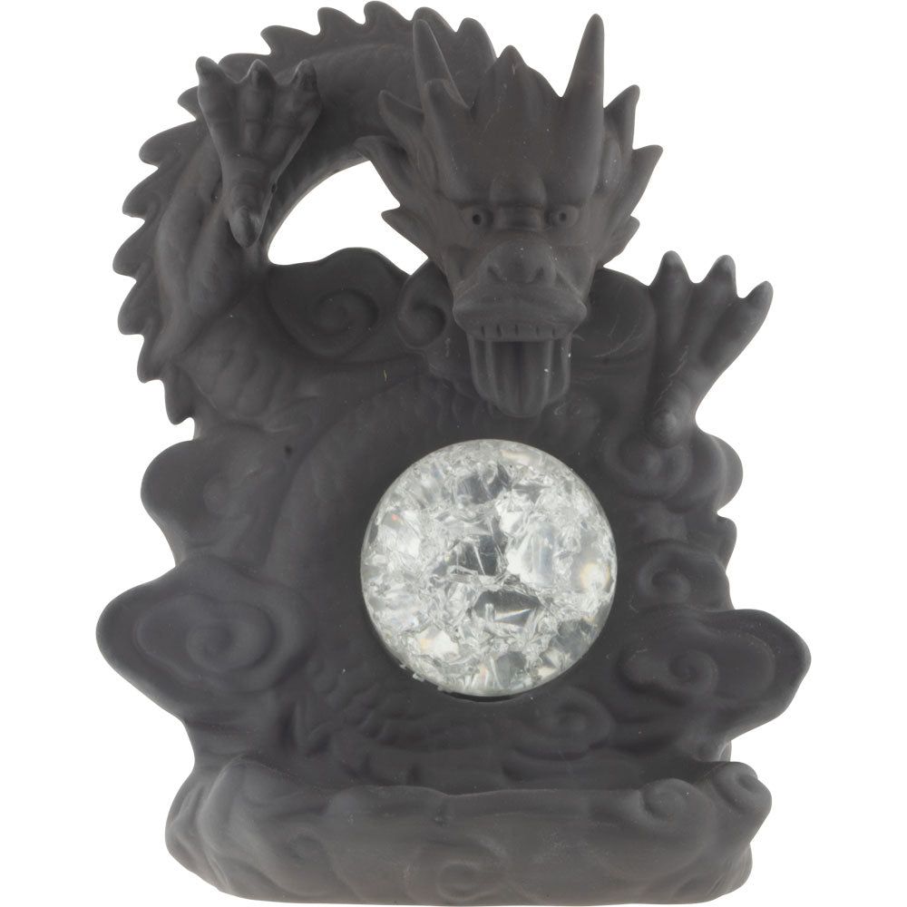 7&quot; Ceramic Backflow Incense Burner - Dragon with Multicolored LED Sphere, SKU KH-89756, UPC 7003173…