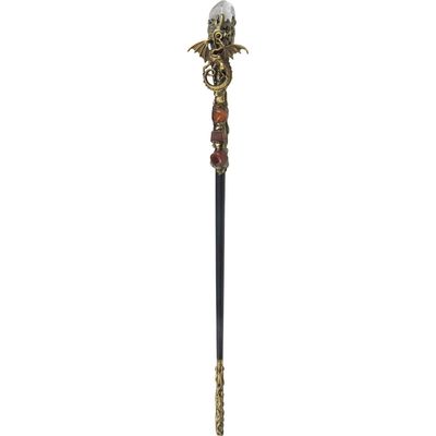 12.5&quot; Magick Wand - Clear Quartz with Gold Dragon, SKU KH-69007, UPC 700317355120