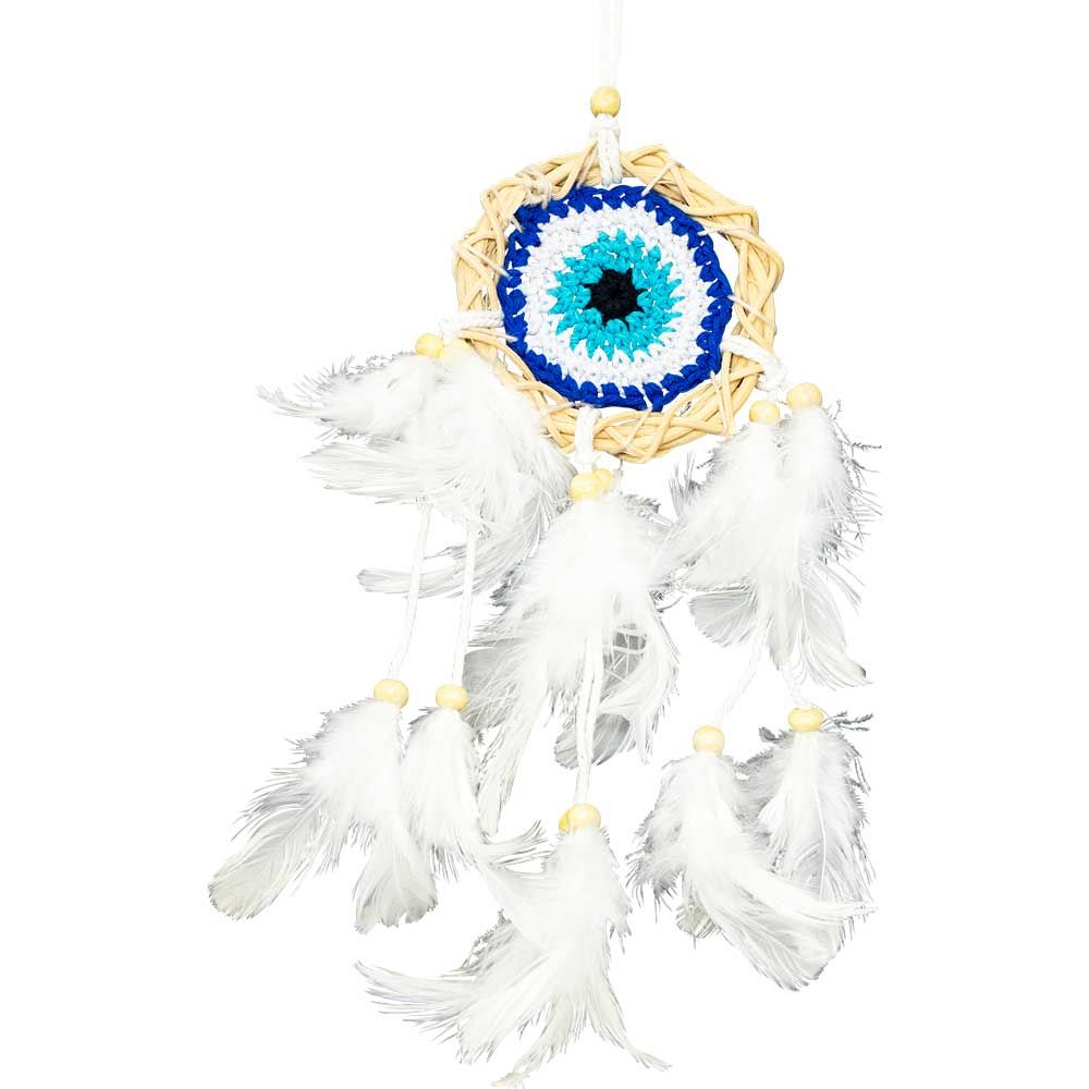 8&quot; Woven Evil Eye Mini Wreath Dream Catcher, SKU KH-30321, UPC 700317389095