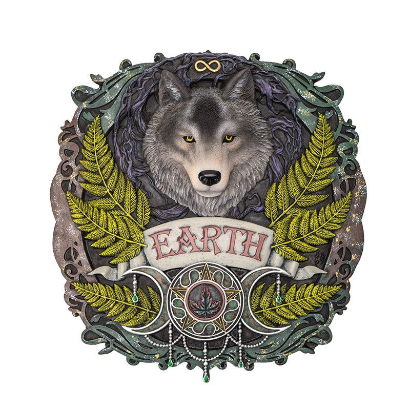 11&quot; Anne Stokes Elements Plaque - Earth, SKU PG-15590, UPC 700317387831