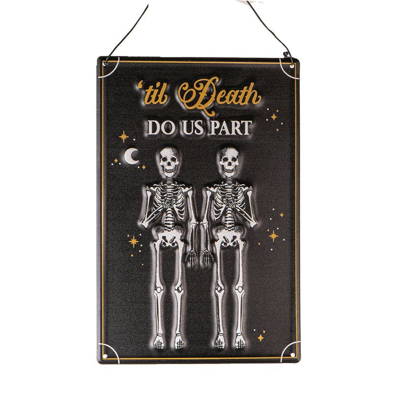 11.8&quot; Til Death Do Us Part Couple Skeleton Hanging Sign, SKU PG-15816, UPC 700317388616