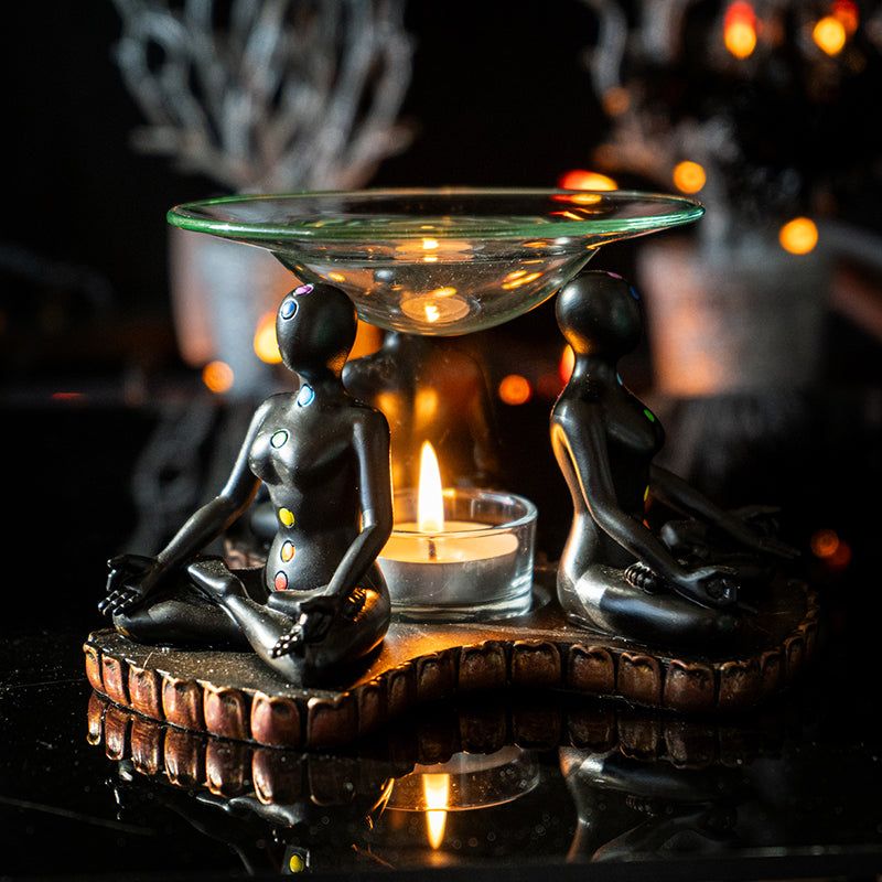 5.5&quot; Chakra Mediation Glass Oil Burner, SKU PG-15537, UPC 700317314936