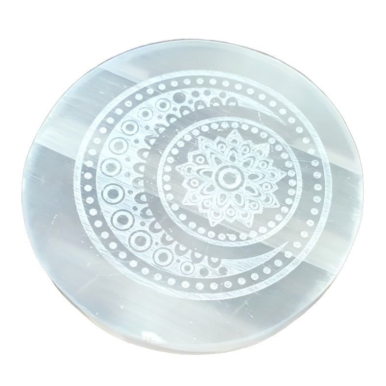 3&quot; Selenite Altar Tile - Crescent Moon, SKU Charger-01, UPC 700317305477
