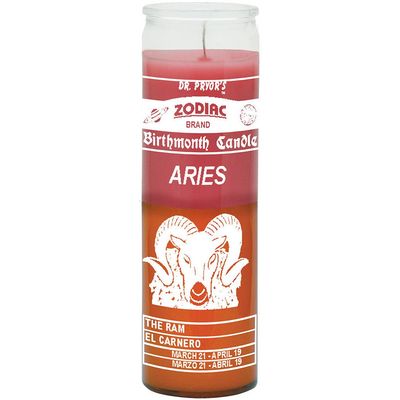 7 Day Glass Candle 2 Color Zodiac Aries - Pink / Orange, SKU WP-576-020, UPC 700317392453