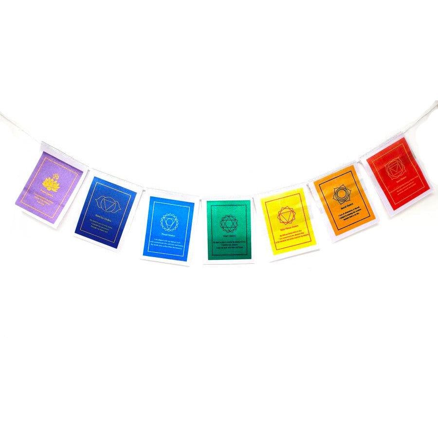 3.5&quot; Seven Chakra Tibetan Prayer Flag - 7 Flags / Roll, SKU G02-123-TPF-Chakra, UPC 700317314516