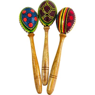 4&quot; Dot Design Hand Painted Maracas (Assorted Design), SKU KH-31292, UPC 700317389590