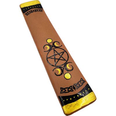 Ceramic Incense Holder - Triple Moon Pentacle, SKU KH-89750, UPC 700317374671