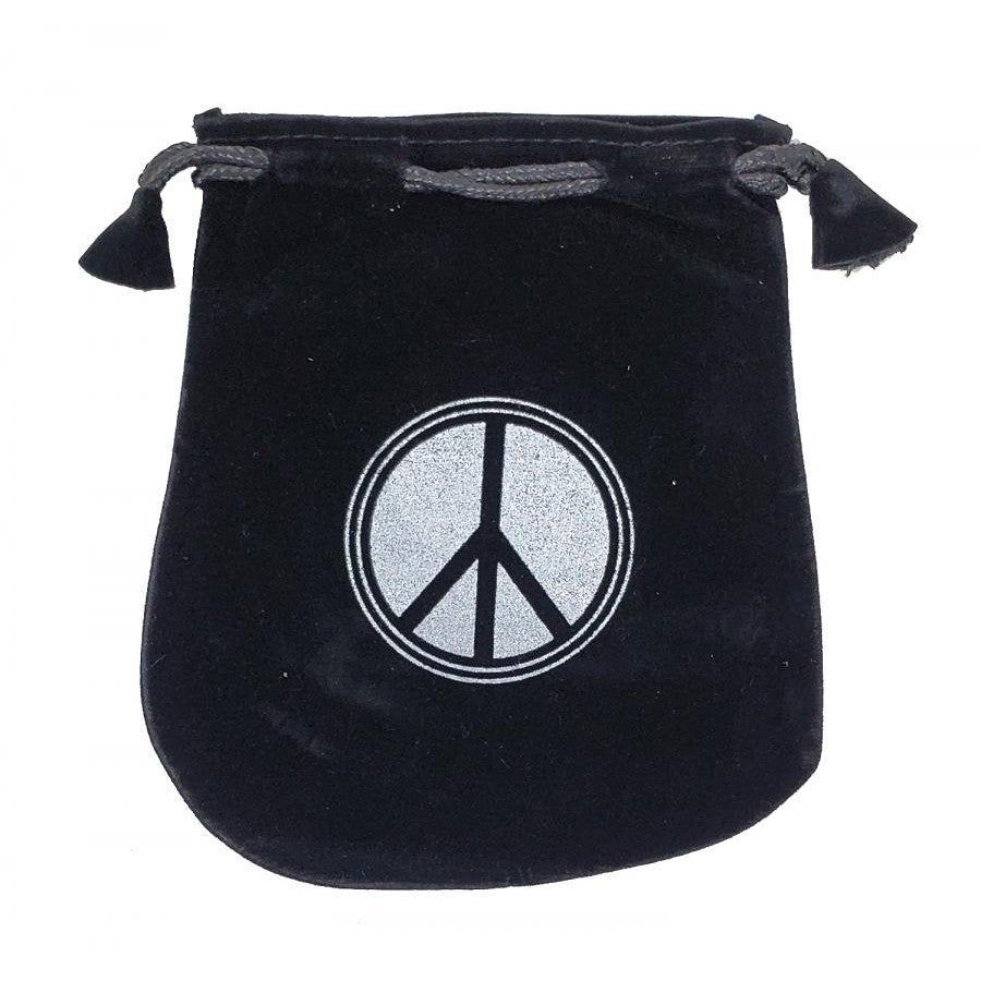 5&quot; x 5&quot; Black Velvet Bag - Peace, SKU Y011-VBP, UPC 700317380238
