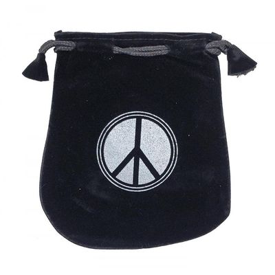 5&quot; x 5&quot; Black Velvet Bag - Peace, SKU Y011-VBP, UPC 700317380238