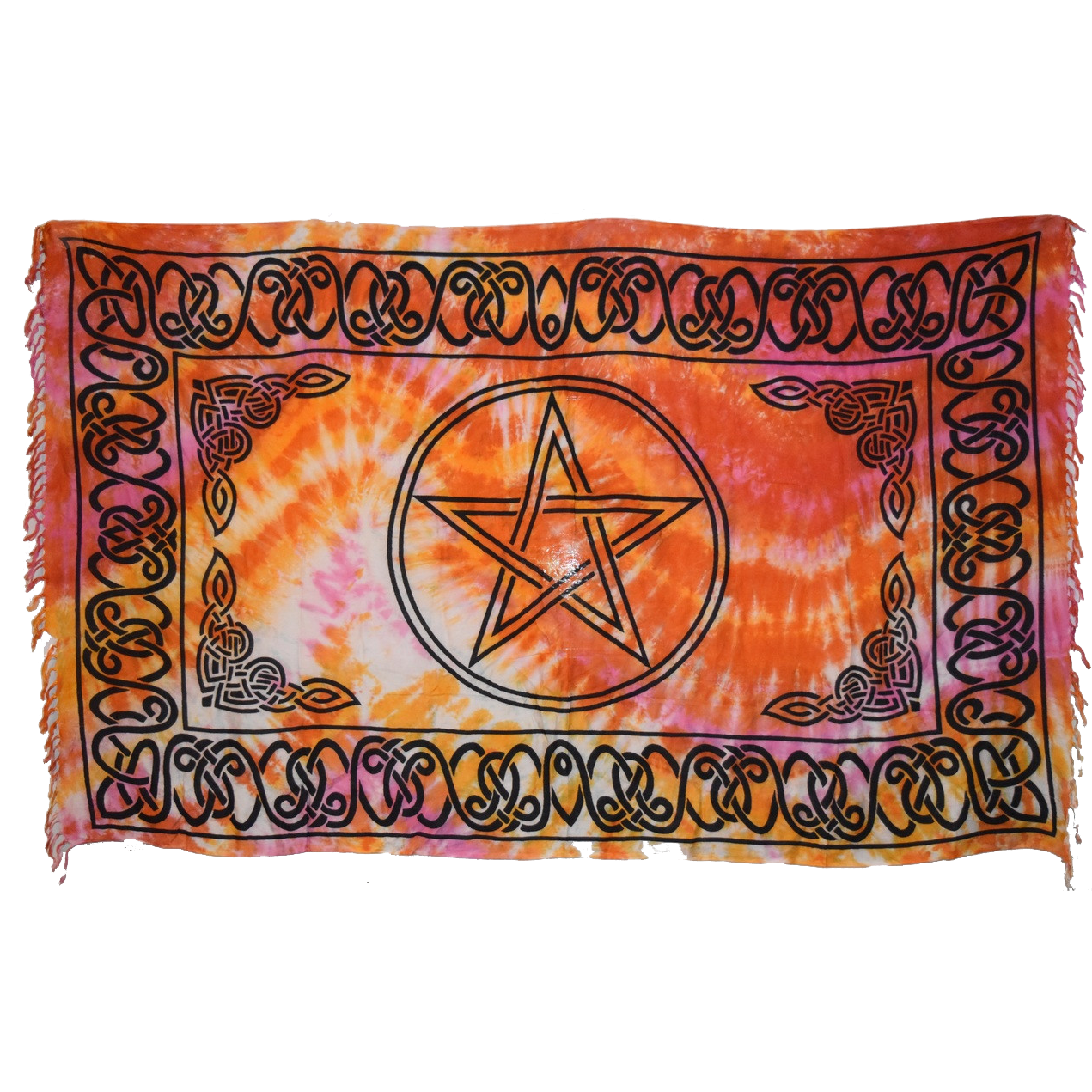 44&quot; x 72&quot; Pentacle Red Orange Tie Dye Tapestry, SKU SC78-PF, UPC 700317379867