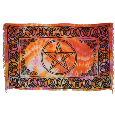 44&quot; x 72&quot; Pentacle Red Orange Tie Dye Tapestry, SKU SC78-PF, UPC 700317379867