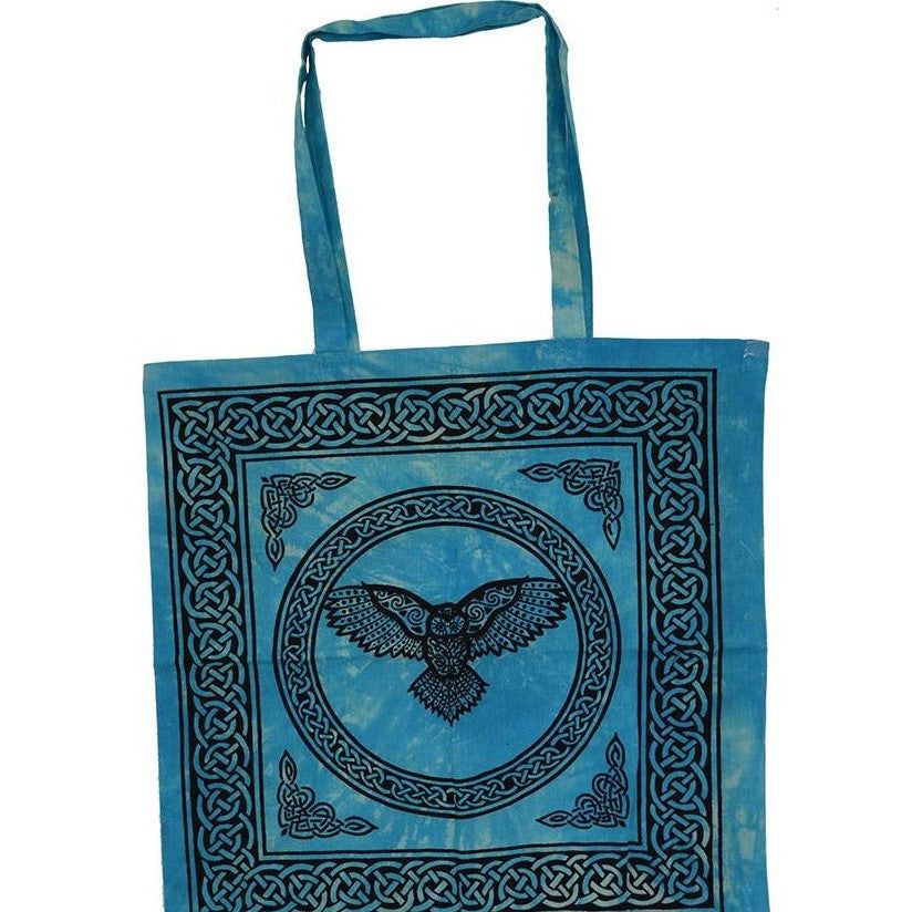 18&quot; x 18&quot; Owl Turquoise &amp; Black Tote Bag, SKU Z007-SC74-OWL, UPC 700317380467