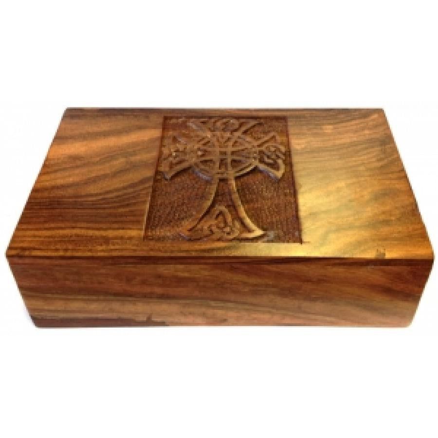 5&quot; x 8&quot; Carved Wood Box - Celtic Cross, SKU G05-B58CX, UPC 700317314448