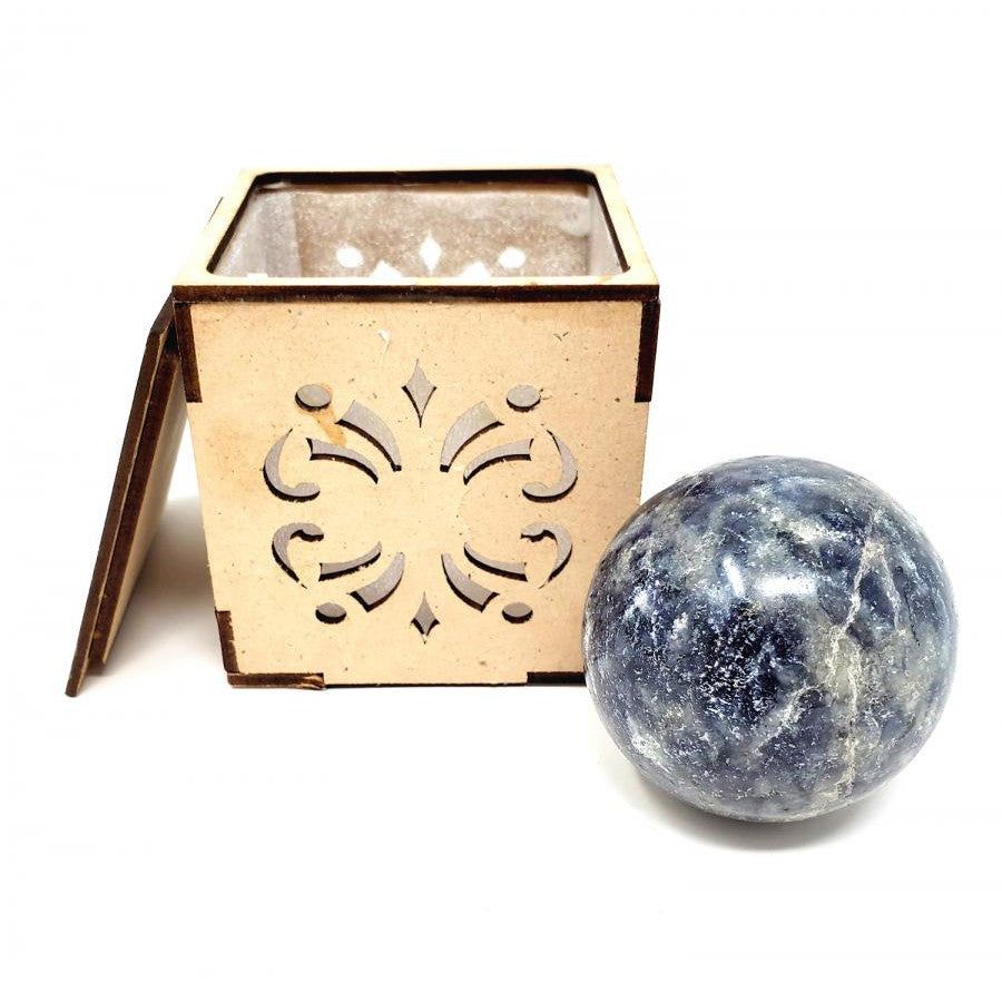 40-55 mm Gemstone Sphere with Box - Iolite, SKU Sphere-16, UPC 700317311263