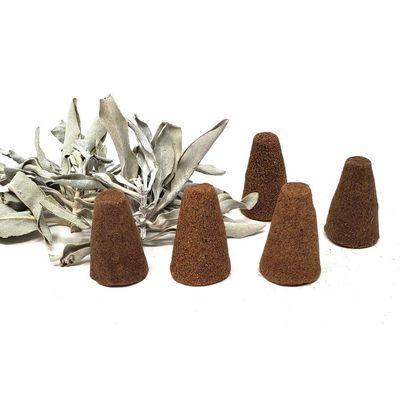 Natural White Sage Smudge Cones (12 Pack), SKU WSC-S12, UPC 700317308690