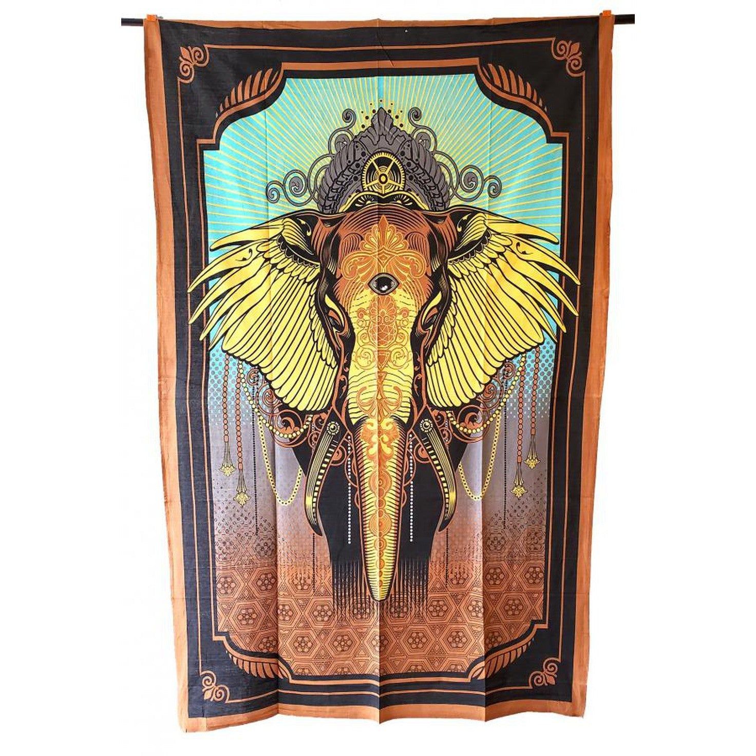 54&quot; x 86&quot; Third Eye Elephant Tapestry, SKU X227-TST-African Elephant, UPC 700317380061