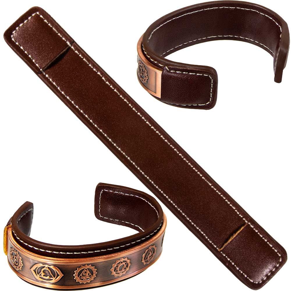 Vegan Leather Sleeve for Copper Cuff Bracelet - Dark Brown, SKU KH-95361, UPC 700317374039